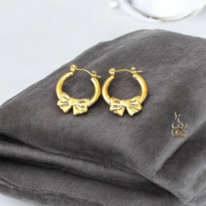 Bow Round Hoops Earring